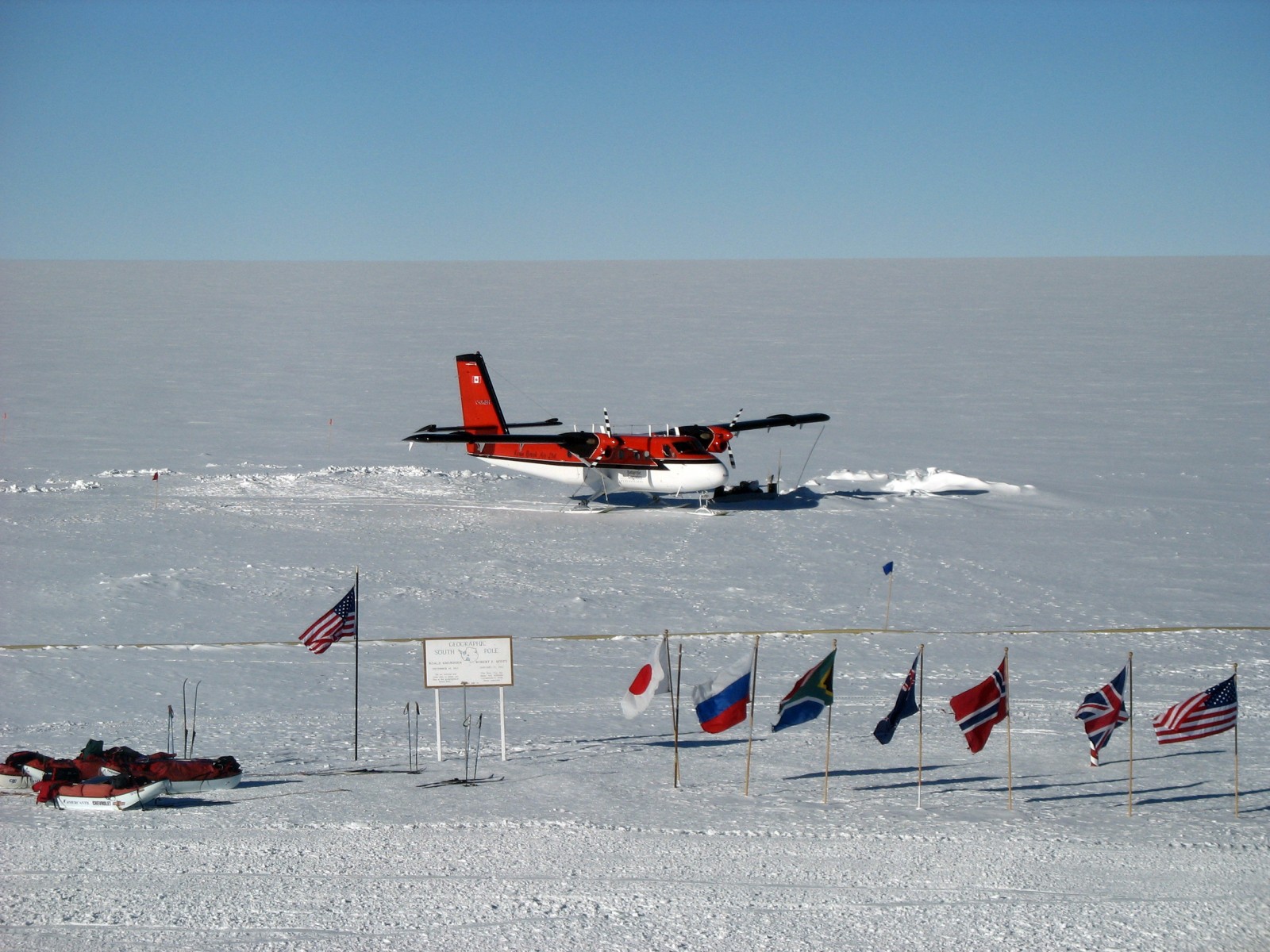 A Twin Otter aircraft at NSF's Amundsen-Scott South Pole Station in a 2006 photograph.