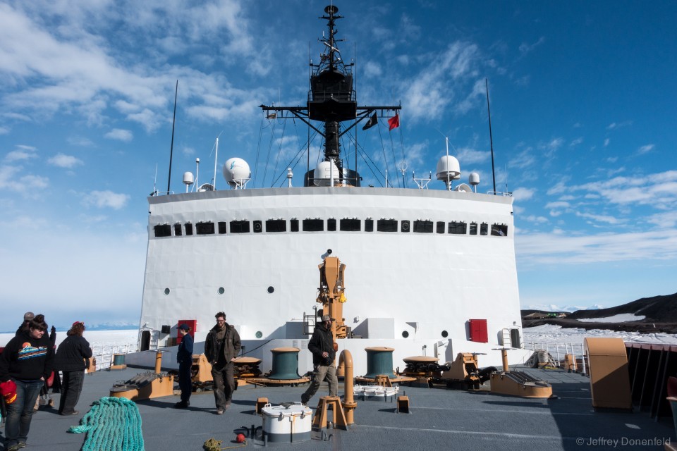 Looking aft from the bow.