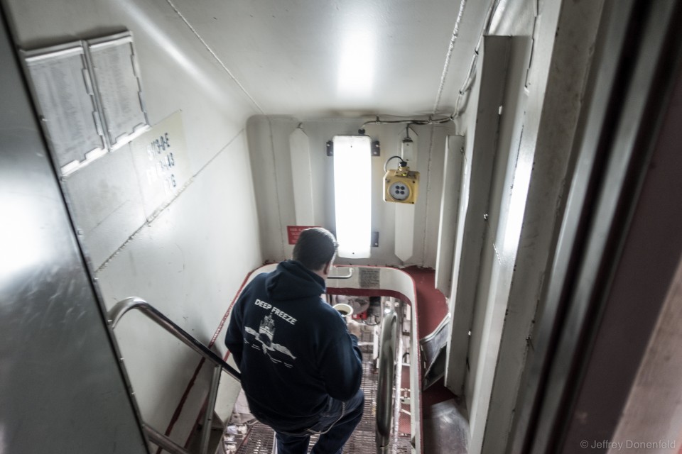 After my second tour, I started talking with one of the engineers, and was invited below deck for a tour of the three jet turbines which provide the incredible thrust to break through ice.