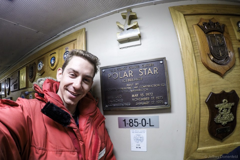 The USCGC Polar Star Icebreaker ship commissioning plaque.