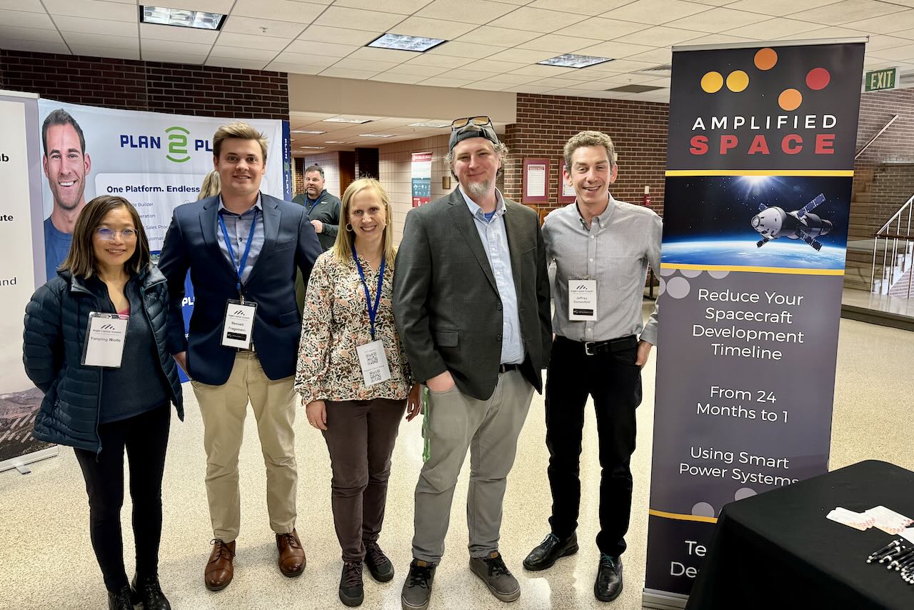 Amplified Space team with mentor Jeffrey Donenfeld at the Rockies Venture Club Angel Capital Summit, 2024